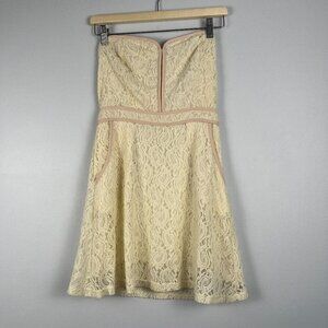 Pins and Needles strapless mini dress  lace cream size M
